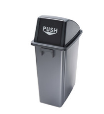 Contenitore Office 60 Lt - con coperchio push - per rifiuto secco - 33x46x79 cm - grigio/nero - Medial
