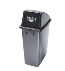 Contenitore Office 60 Lt - con coperchio push - per rifiuto secco - 33x46x79 cm - grigio/nero - Medial