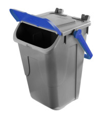 Contenitore portarifiuti Ecology - con sportello e maniglione - 35 L - grigio/blu - Mobil Plastic
