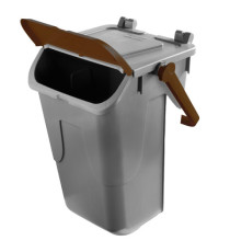 Contenitore portarifiuti Ecology - con sportello e maniglione - 35 L - grigio/bruno - Mobil Plastic