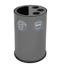 Contenitore tondo per raccolta differenziata - con divisiorio bicchieri - 50 L - grigio - Stilcasa