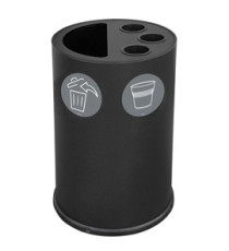 Contenitore tondo per raccolta differenziata - con divisiorio bicchieri - 50 L - nero - Stilcasa