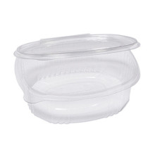 Contenitori ovali in PET - con coperchio incernierato - 18 x 15,1 x 6,5 cm - Europack - conf. 50 pezzi