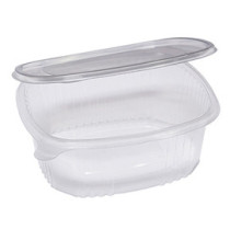 Contenitori ovali in PET - con coperchio incernierato - 22,5 x 19,2 x 7,7 cm - Europack - conf. 50 pezzi