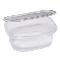 Contenitori ovali in PET - con coperchio incernierato - 22,5 x 19,2 x 7,7 cm - Europack - conf. 50 pezzi