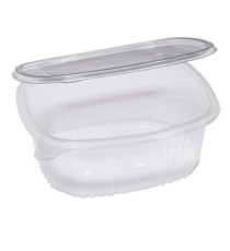 Contenitori ovali in PET - con coperchio incernierato - 22,5 x 19,2 x 7,7 cm - Europack - conf. 50 pezzi