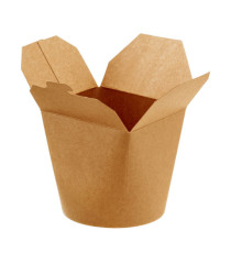 Contenitori rotondi da asporto - 9,8 x 8,5 x 9,2 cm - carta kraft/PE - avana - Leone - conf. 50 pezzi
