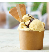 Coppetta gelato monouso - rotonda - diametro 10,5 cm - 335 ml - carta - avana - Leone - conf. 500 pezzi