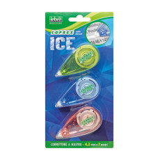 Correttore a nastro Mini roller  - 4,2mm x 7mt - versione Ice - Lebez - conf. 3 pezzi