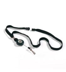 Cordoncino per portabadge - con chiocciola Yo Yo - larghezza 10 mm - filo retrattile da 80 cm - nero - Durable - conf. 1