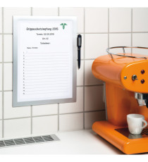 Cornice adesiva Duraframe Note - pannello magnetico - A4 (21 x 29,7 cm) - argento - Durable
