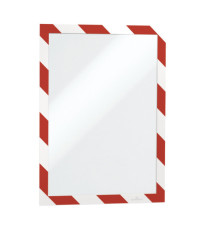 Cornice Duraframe Security - adesiva - pannello magnetico - A4  (21 x 29,7 cm) - rosso/bianco - Durable