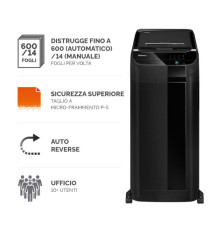Distruggidocumenti Automax 600m - a microframmenti - 83lt - Fellowes