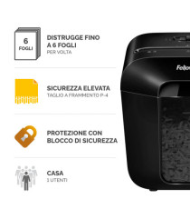 Distruggidocumenti LX-25 - a frammenti - nero - Fellowes