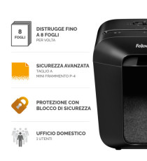Distruggidocumenti LX-41 - a frammenti - nero - Fellowes
