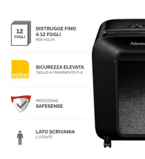 Distruggidocumenti LX85 - a frammenti - nero - Fellowes