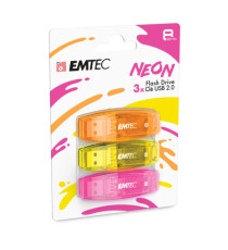 Emtec - Memoria - 3pz USB2.0 C410 8GB NEON - ECMMD8GC410P3NEO