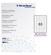 Etichette adesive - in carta - angoli arrotondati - permanenti - 38,1 x 21,2 mm - 65 et/fg - 100 fogli - bianco - Starli