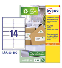 Etichette adesive - in carta riciclata - permanenti - 99,1 x 38,1 mm - 14 et/fg - 100 fogli - bianco - Avery