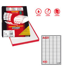 Etichette adesive A/401 - in carta - permanenti - 37 x 14 mm - 100 et/fg - 100 fogli - bianco - angoli tondi - Markin