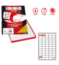 Etichette adesive A/402 - in carta - permanenti - 37,5 x 23,5 mm - 60 et/fg - 100 fogli - bianco - angoli tondi - Markin
