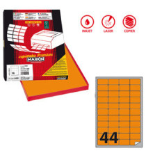 Etichette adesive A/406 - in carta - permanenti - 47,5 x 25,5 mm - 44 et/fg - 100 fogli - arancio fluo - angoli tondi -