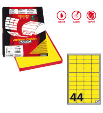Etichette adesive A/406 - in carta - permanenti - 47,5 x 25,5 mm - 44 et/fg - 100 fogli - giallo fluo - angoli tondi - M