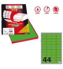 Etichette adesive A/406 - in carta - permanenti - 47,5 x 25,5 mm - 44 et/fg - 100 fogli - verde fluo - angoli tondi - Ma