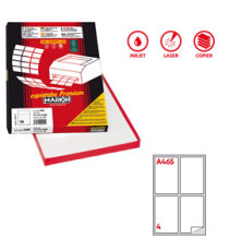 Etichette adesive A/465 - in carta - permanenti - 139 x 99,1 mm - 4 et/fg - 100 fogli - bianco - angoli tondi - Markin