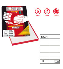 Etichette adesive C/501 - in carta - permanenti - 105 x 36 mm - 16 et/fg - 100 fogli - bianco - Markin