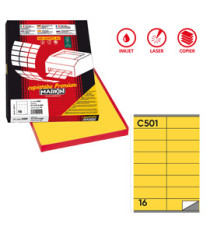 Etichette adesive C/501 - in carta - permanenti - 105 x 36 mm - 16 et/fg - 100 fogli - giallo - Markin