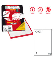Etichette adesive C/503 - in carta - extra permanenti - 21 x 29,7 cm - 1 et/fg - 100 fogli - bianco - Markin