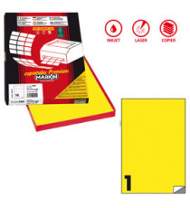Etichette adesive C/503 - in carta - permanenti - 210 x 297 mm - 1 et/fg - 100 fogli - giallo fluo - Markin
