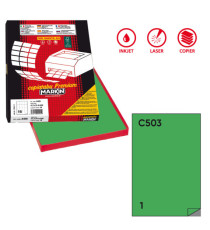 Etichette adesive C/503 - in carta - permanenti - 210 x 297 mm - 1 et/fg - 100 fogli - verde - Markin