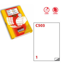 Etichette adesive C/503 - in poliestere - permanenti - 210 x 297 mm - 1 et/fg - 50 fogli - trasparente lucido - x laser