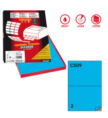 Etichette adesive C/509 - in carta - permanenti - 210 x 148,5 mm - 2 et/fg - 100 fogli - blu - Markin