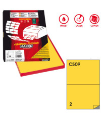 Etichette adesive C/509 - in carta - permanenti - 210 x 148,5 mm - 2 et/fg - 100 fogli - giallo - Markin