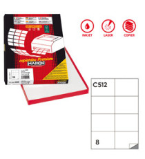 Etichette adesive C/512 - in carta - permanenti - 105 x 74,25 mm - 8 et/fg - 100 fogli - bianco - Markin