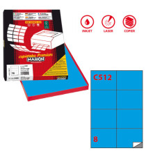 Etichette adesive C/512 - in carta - permanenti - 105 x 74,25 mm - 8 et/fg - 100 fogli - blu - Markin