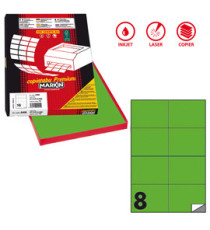 Etichette adesive C/512 - in carta - permanenti - 105 x 74,25 mm - 8 et/fg - 100 fogli - verde fluo - Markin