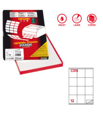 Etichette adesive C/515 - in carta - permanenti - 70 x 72 mm - 12 et/fg - 100 fogli - bianco - Markin
