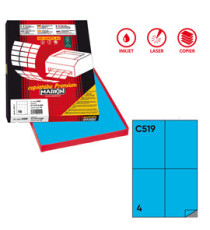 Etichette adesive C/519 - in carta - permanenti - 105 x 148,5 mm - 4 et/fg - 100 fogli - blu - Markin
