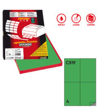 Etichette adesive C/519 - in carta - permanenti - 105 x 148,5 mm - 4 et/fg - 100 fogli - verde - Markin