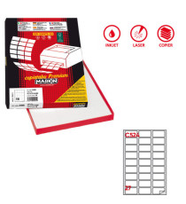 Etichette adesive C/524 - in carta - permanenti - 56 x 28 mm - 27 et/fg - 100 fogli - bianco - angoli tondi - Markin
