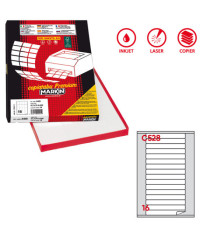 Etichette adesive C/528 - in carta - permanenti - 145 x 17 mm - 16 et/fg - 100 fogli - bianco - angoli tondi - Markin