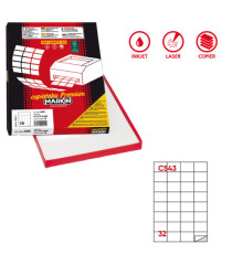 Etichette adesive C/543 - in carta - permanenti - 52,5 x 37 mm - 32 et/fg - 100 fogli - bianco - Markin