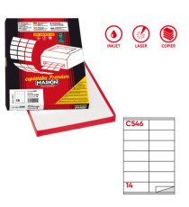Etichette adesive C/546 - in carta - permanenti - 105 x 40 mm - 14 et/fg - 100 fogli - bianco - Markin
