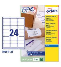 Etichette adesive J8159 - in carta - angoli arrotondati - inkjet - permanenti - 63,5 x 33,9 mm - 24 et/fg - 25 fogli - b