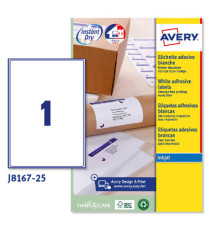 Etichette adesive J8167 - in carta - angoli arrotondati - inkjet - permanenti - 199,6 x 289,1 mm - 1 et/fg - 25 fogli -