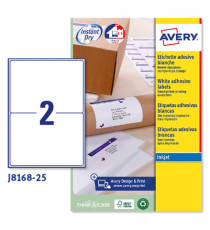 Etichette adesive J8168 - in carta - angoli arrotondati - inkjet - permanenti - 199,6 x 143,5 mm - 2 et/fg - 25 fogli -